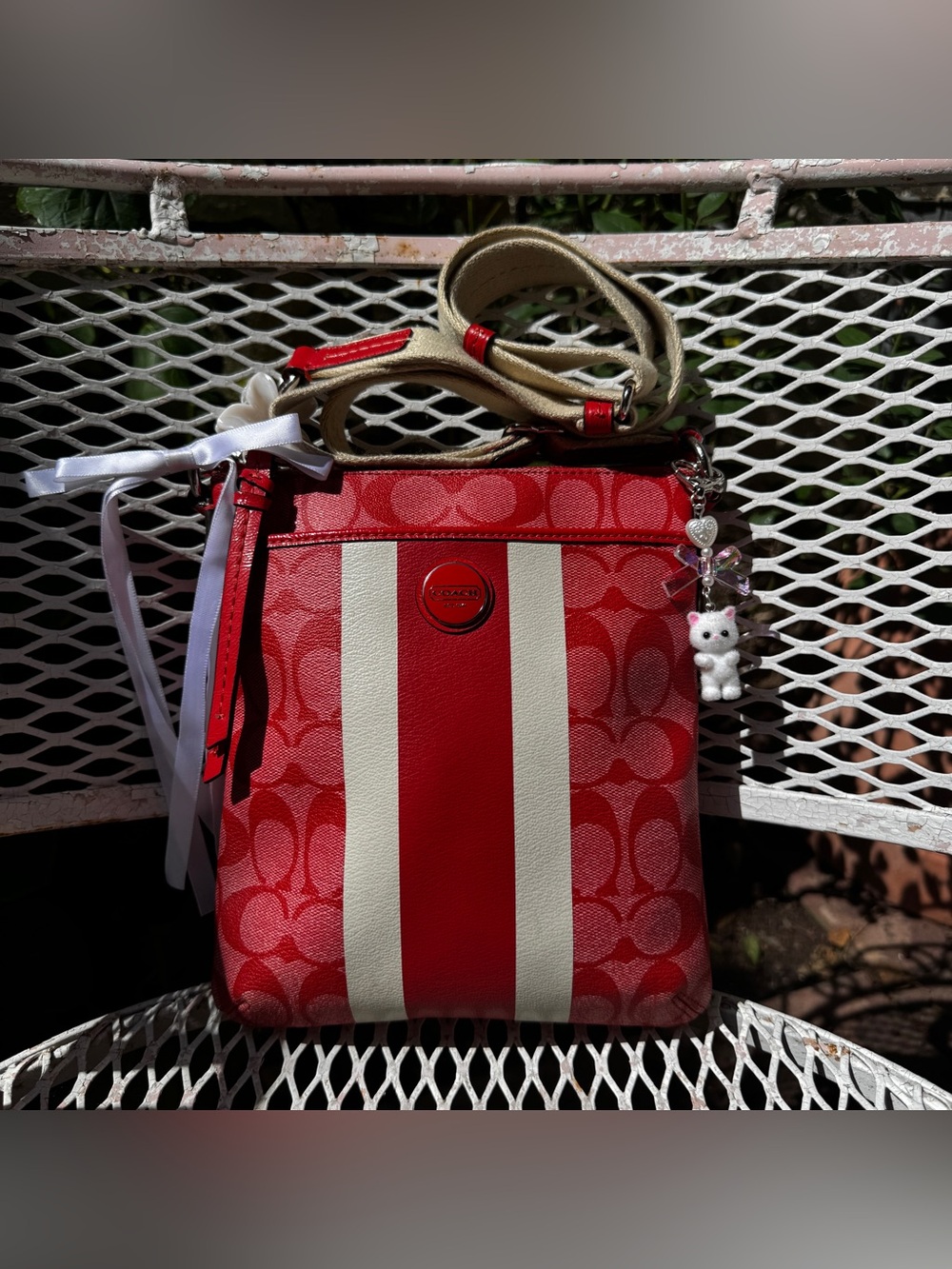 Red Coach Monogramed Crossbody